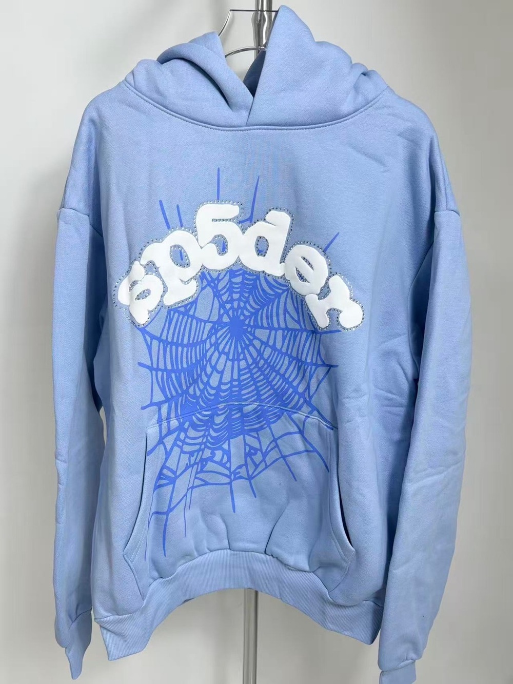 sky blue beluga sp5der hoodie